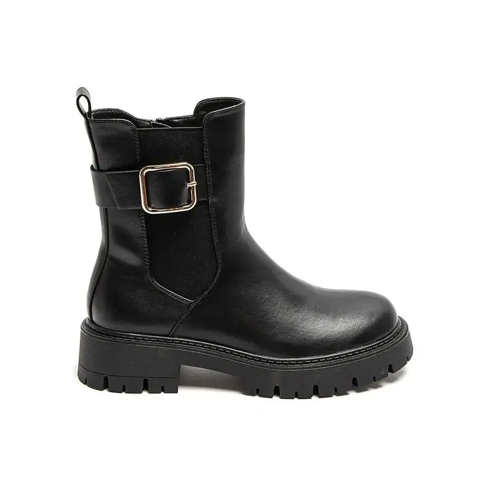 FA Boot mit Goldschnalle schwarz - Estiique Boutique