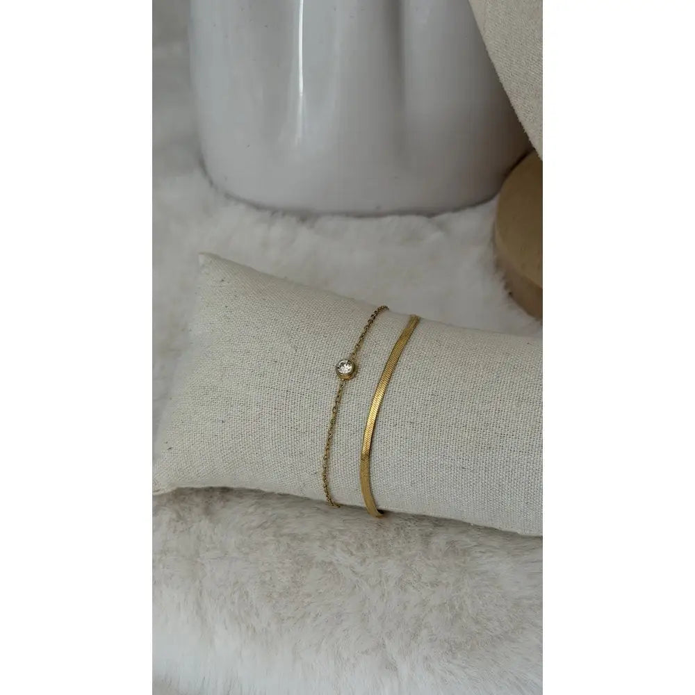 Armband doppelte Gliederkette flach Strassstein Armband