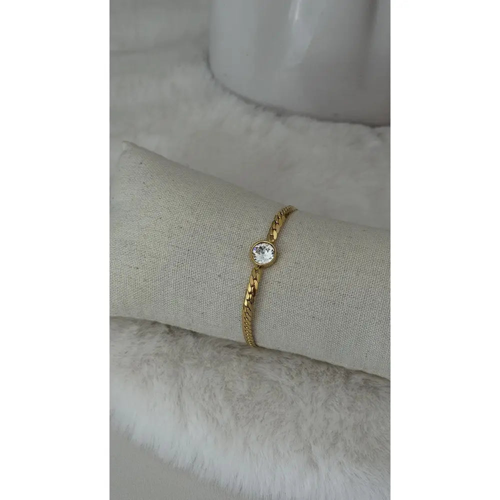 Armband Gliederkette flach Strasstein Armband