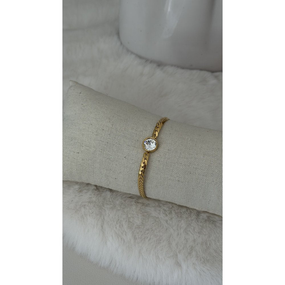 Armband Gliederkette flach Strasstein