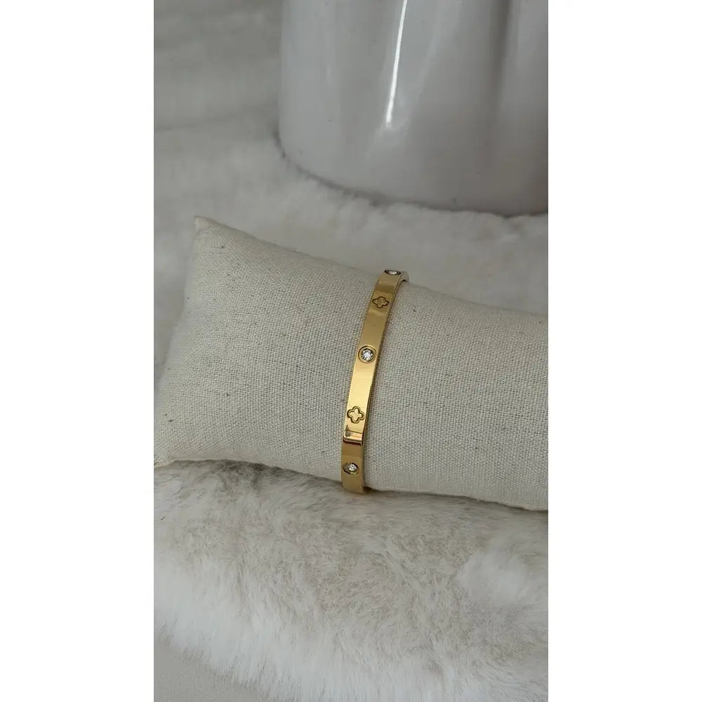 Armreif Kleeblatt Strassstein Armband