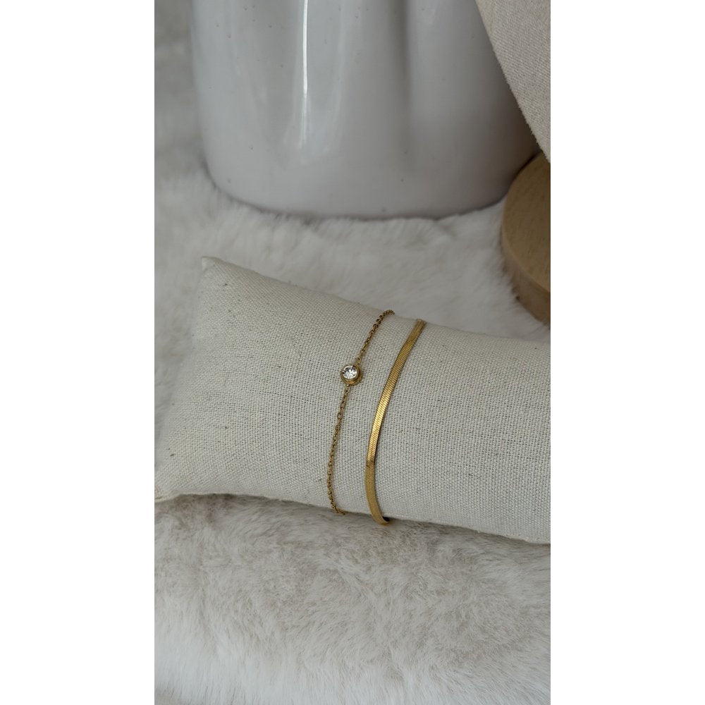 Armband doppelte Gliederkette flach Strassstein