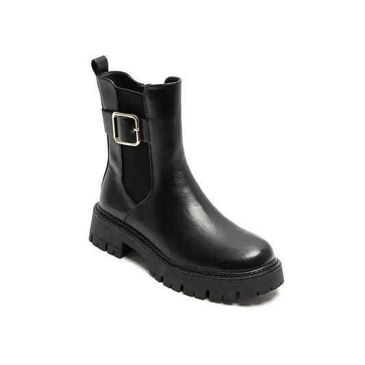 FA Boot mit Goldschnalle schwarz - Estiique Boutique