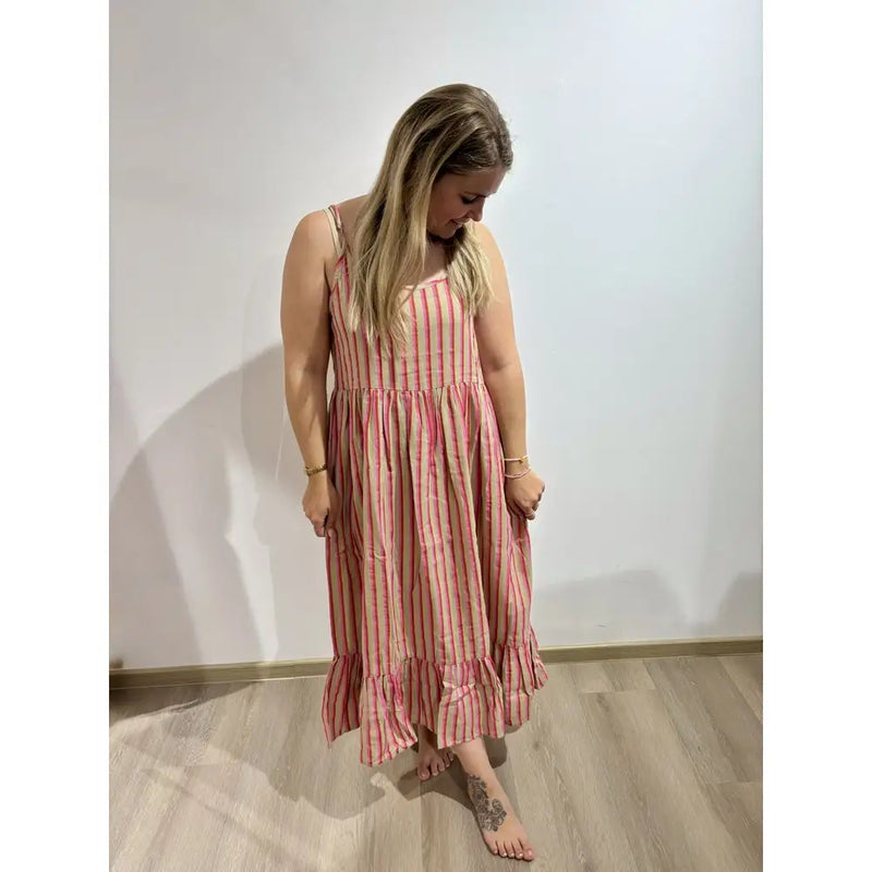 IAFOXA Kleid Midi gestreift Kleid