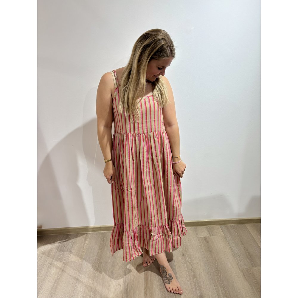 IAFOXA Kleid Midi gestreift