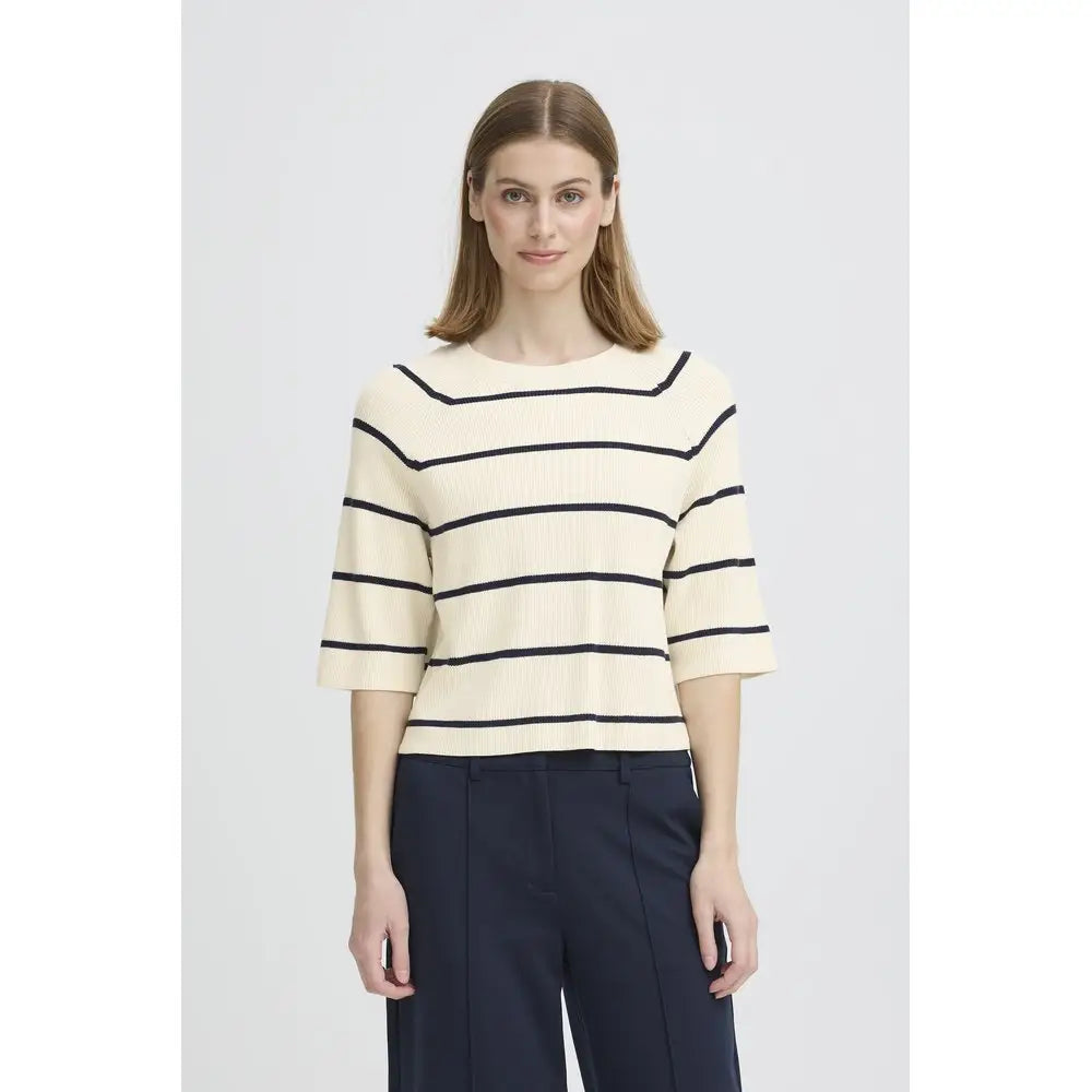 IHBOSTON 3/4 Pullover - Größe: L / weiss/blau - Pullover