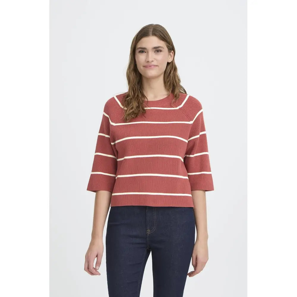 IHBOSTON 3/4 Pullover - Größe: L / weiss/rot - Pullover