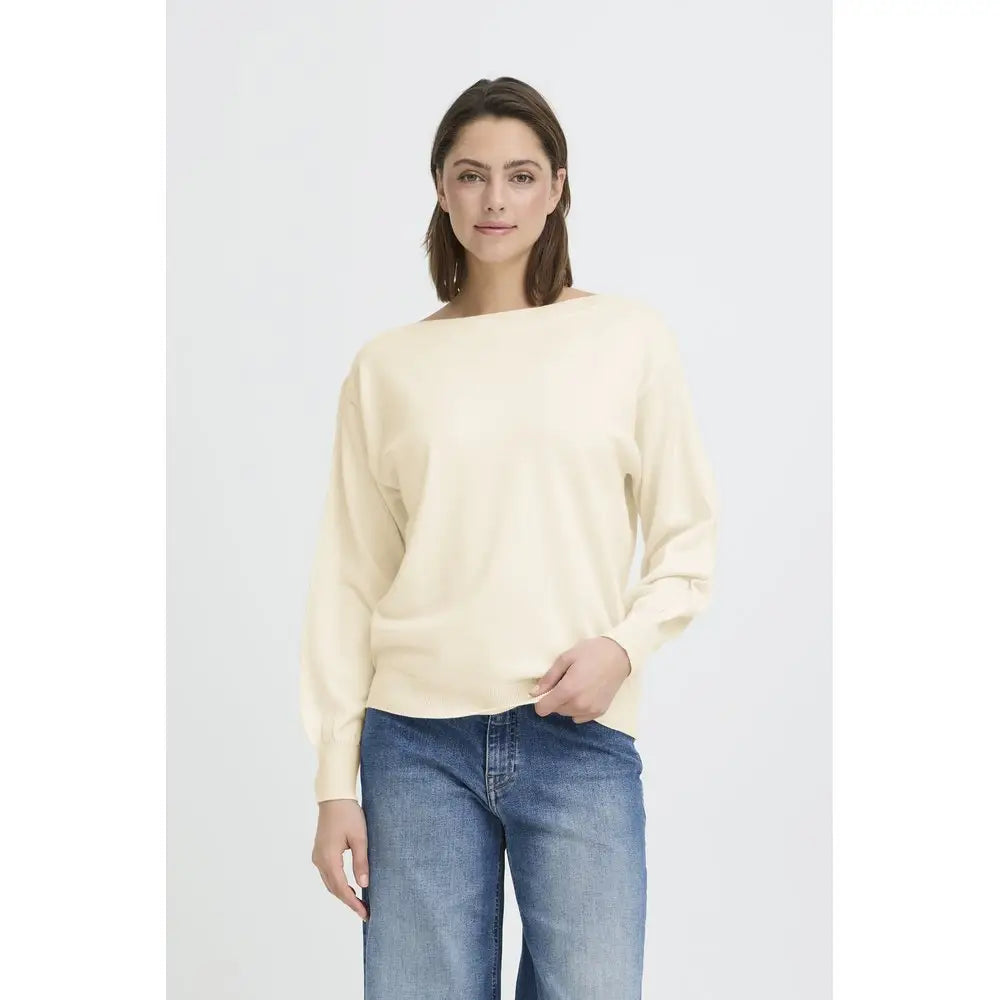 IHLULS BOAT NECK Pullover Feinstrick - Größe: XS / beige - Pullover