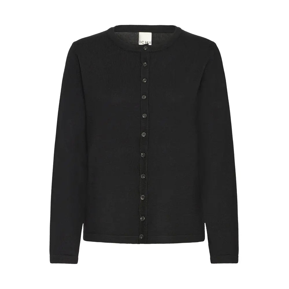 IHLULS O-NECK CA Strickjacke Basic - Größe: XS / schwarz - Strickjacke