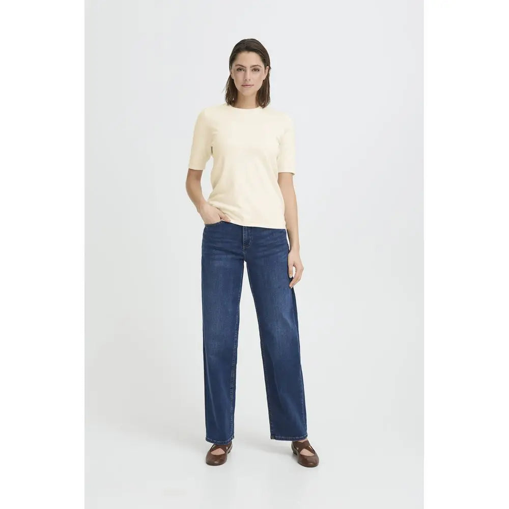 IHLULS O-NECK Strickshirt Basic - Größe: XS / beige - T-Shirt