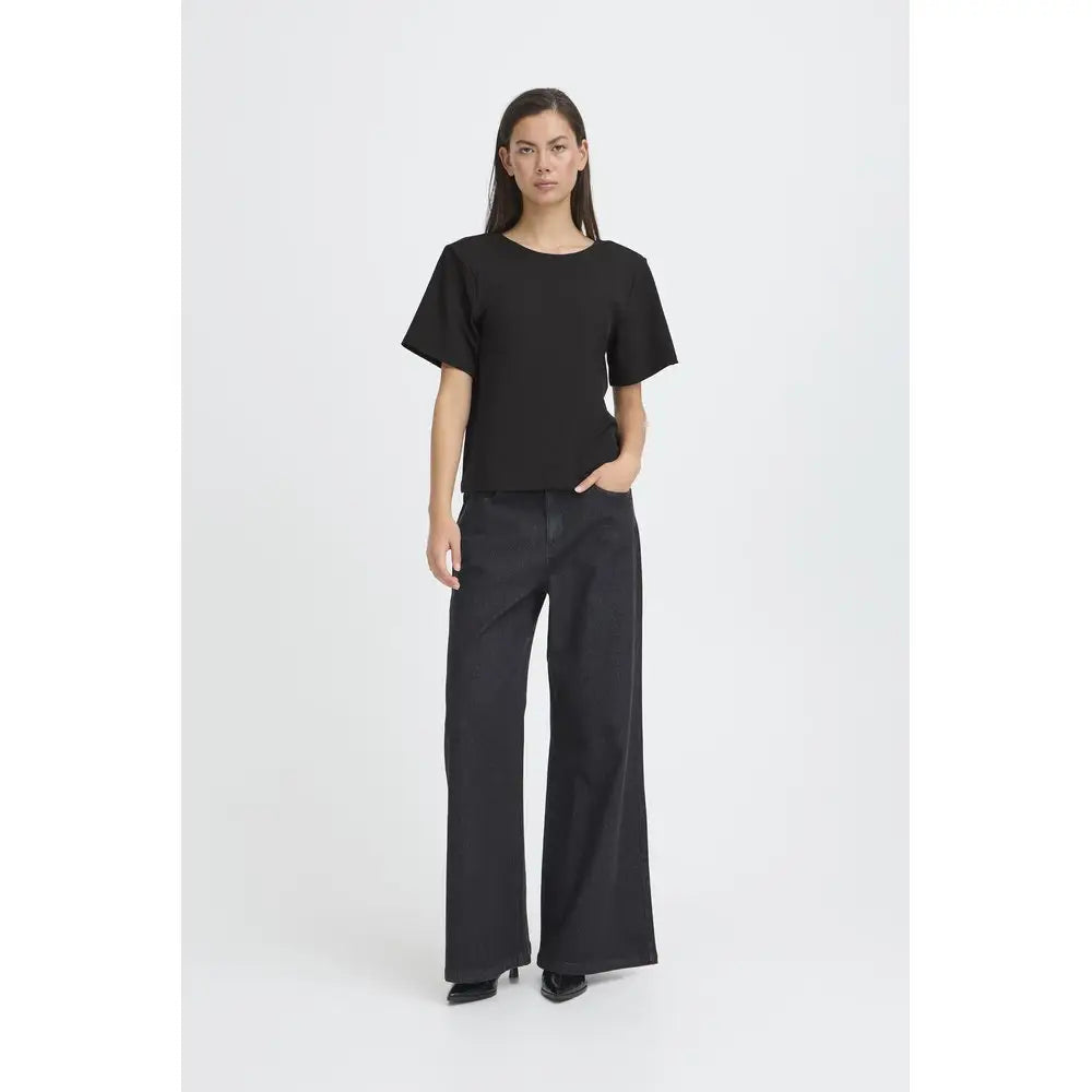 IHMATINE Shirt Schleife - Größe: XS / schwarz - T-Shirt