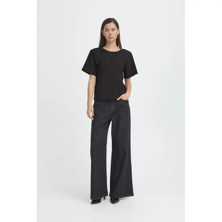 IHMATINE Shirt Schleife - Größe: XS / schwarz - T-Shirt