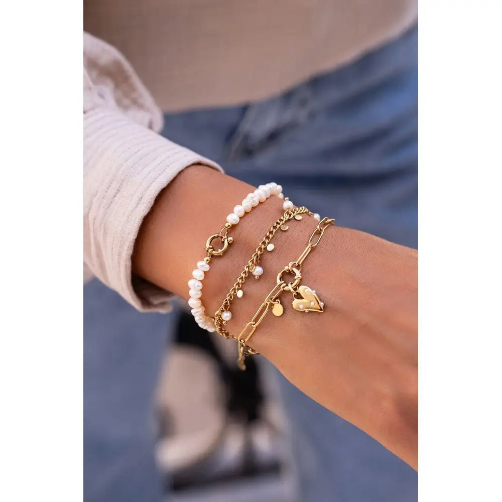 MJ Armband mit Herzanhänger/Perlen - Estiique Boutique