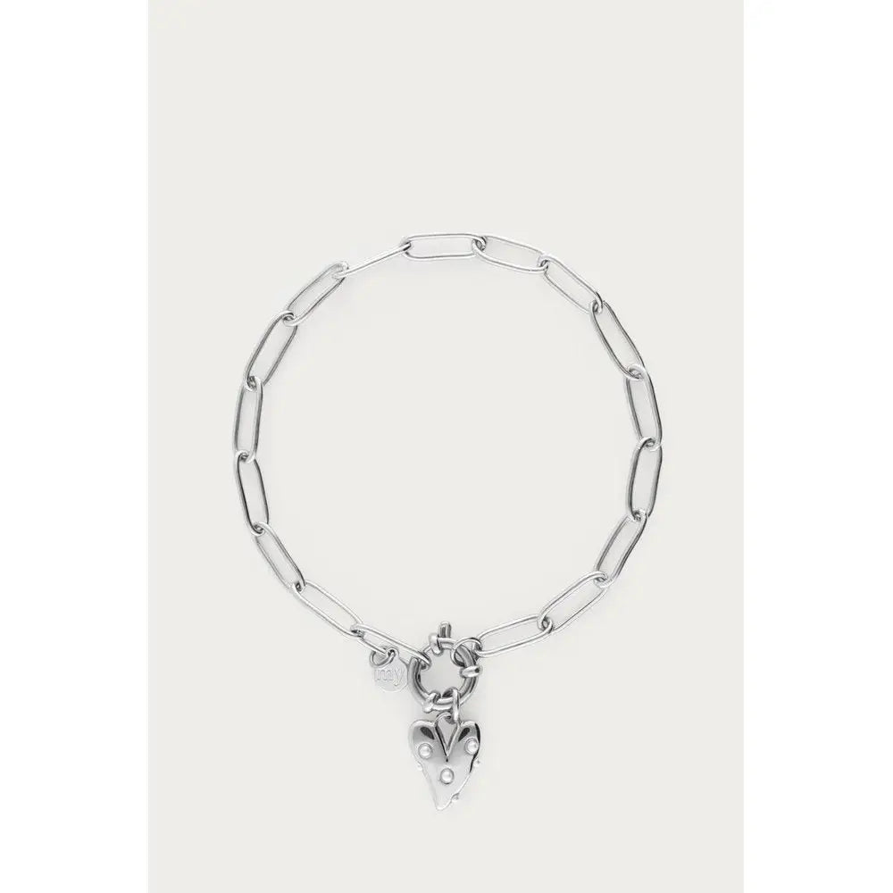 MJ Armband mit Herzanhänger/Perlen - Farbe: silber - Armband