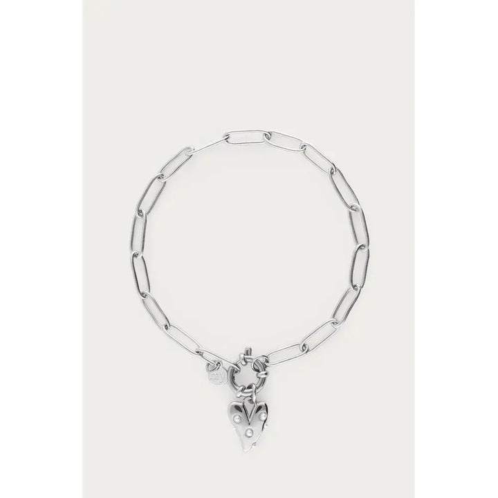 MJ Armband mit Herzanhänger/Perlen - Farbe: silber - Armband