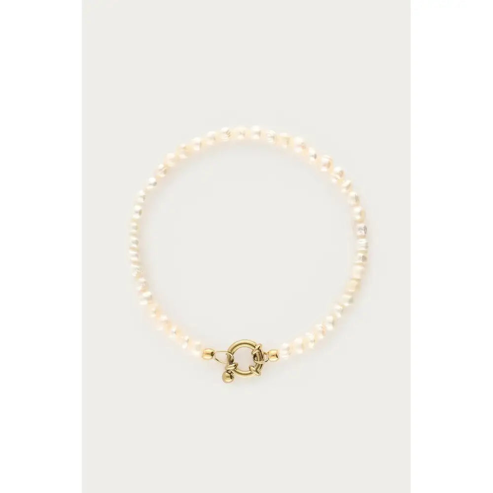 MJ Armband mit Verschluss und Süßwasserperlen - Farbe: gold - Armband