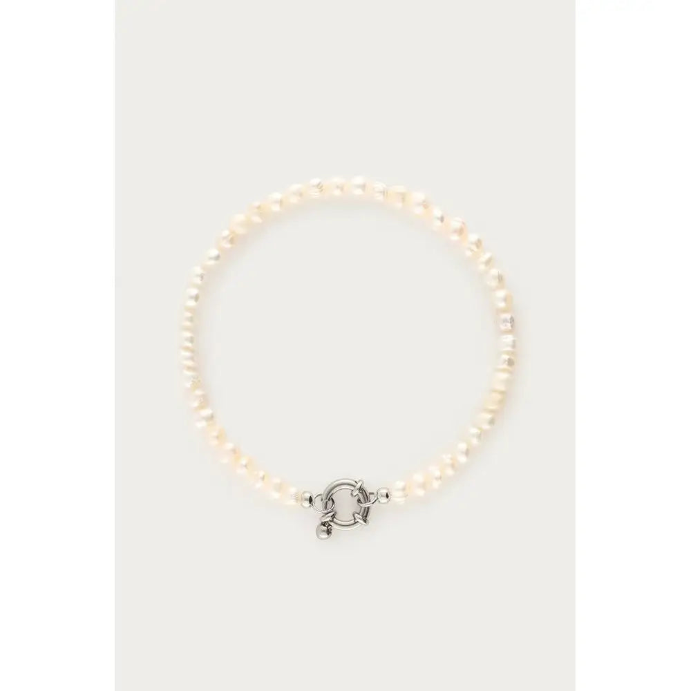 MJ Armband mit Verschluss und Süßwasserperlen - Farbe: silber - Armband