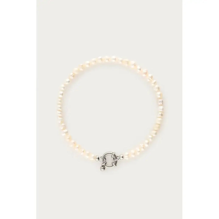 MJ Armband mit Verschluss und Süßwasserperlen - Farbe: silber - Armband