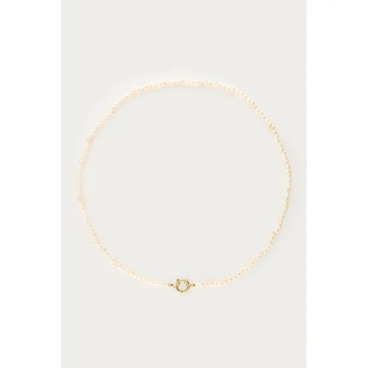 MJ Kette mit Verschluss und Süßwasserperlen - Farbe: gold - Kette