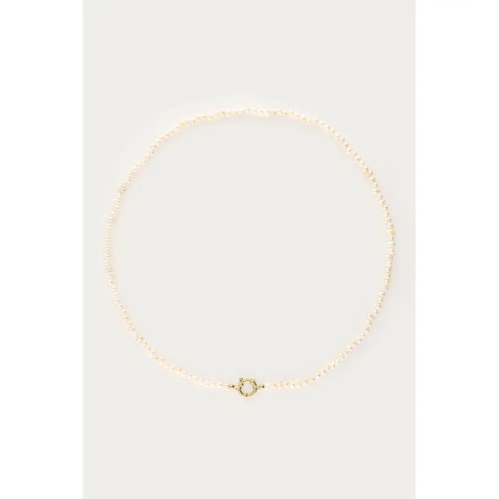 MJ Kette mit Verschluss und Süßwasserperlen - Farbe: gold - Kette