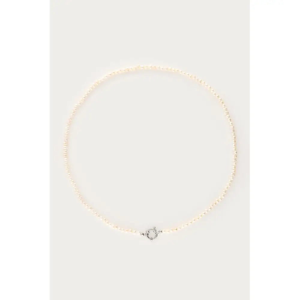 MJ Kette mit Verschluss und Süßwasserperlen - Farbe: silber - Kette
