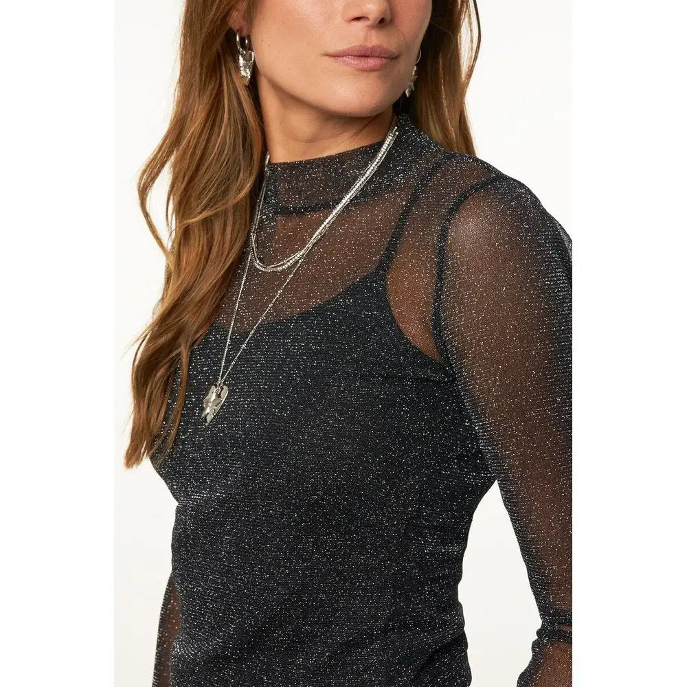 MJ Netzoberteil Glitzer - Langarmshirt