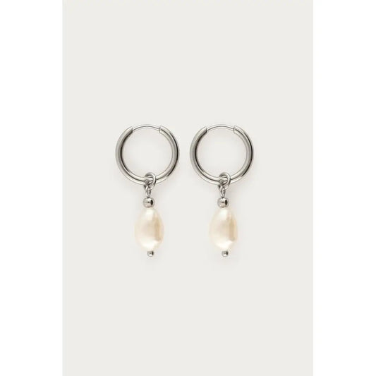 MJ Ohrring Perlenanhänger klein - Farbe: silber - Ohrring