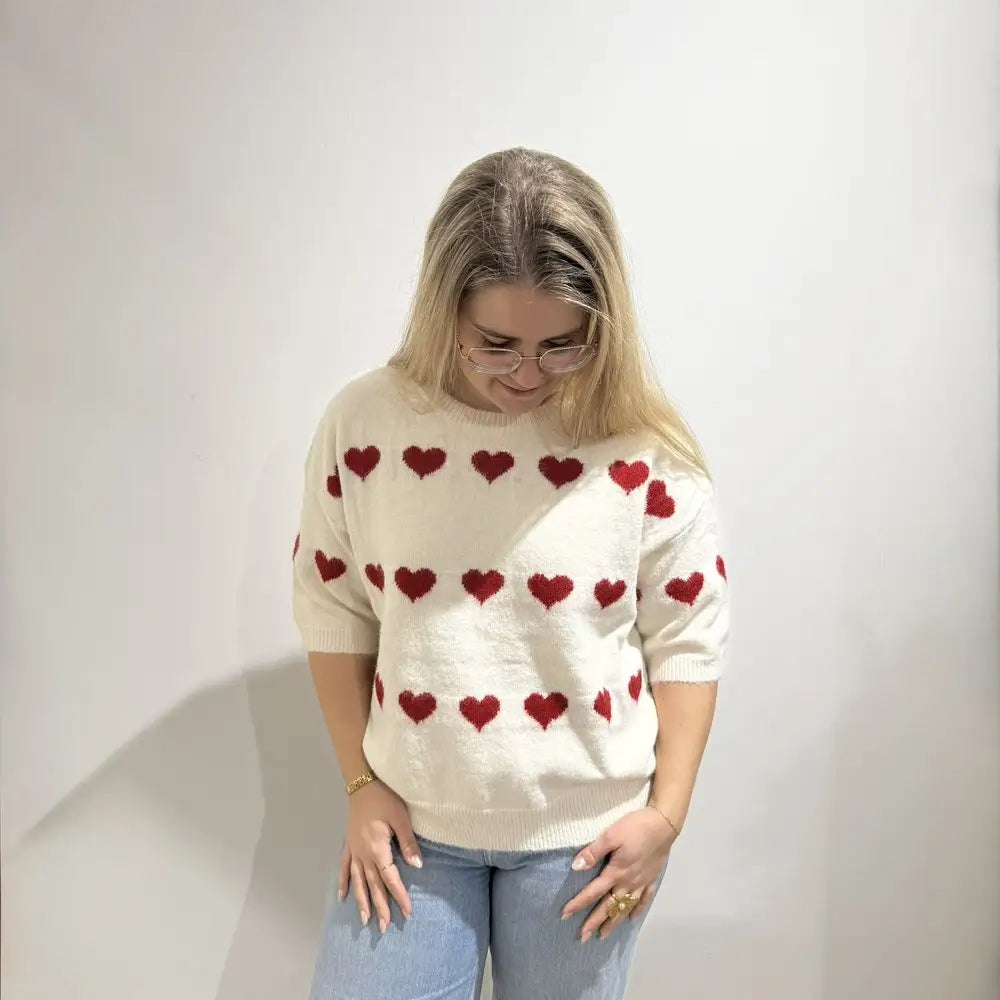 PM Pullunder 3/4 Ärmel - Farbe: weiss/rot - Pullover