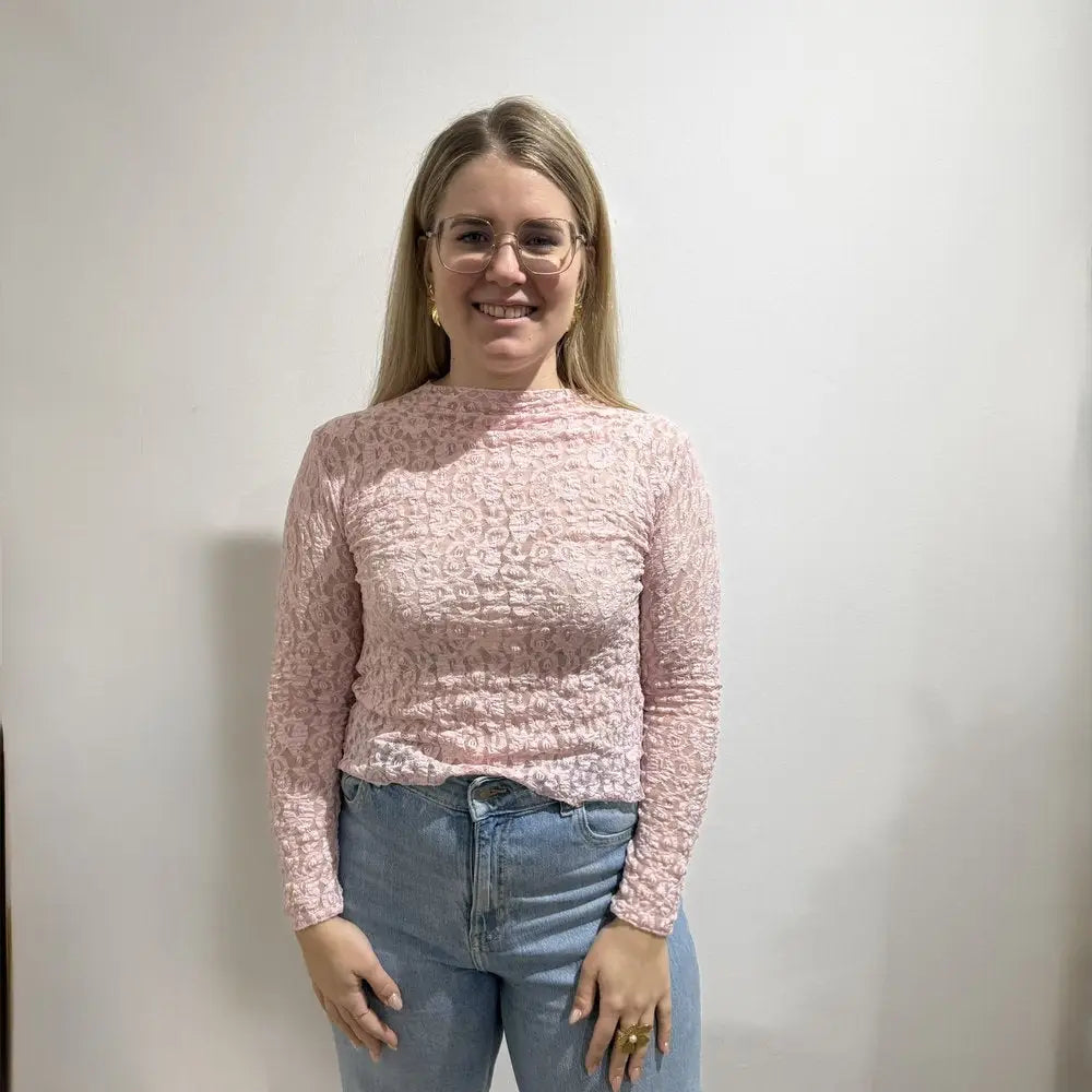 PM Spitzenoberteil langarm - Farbe: rosalilly - Langarmshirt