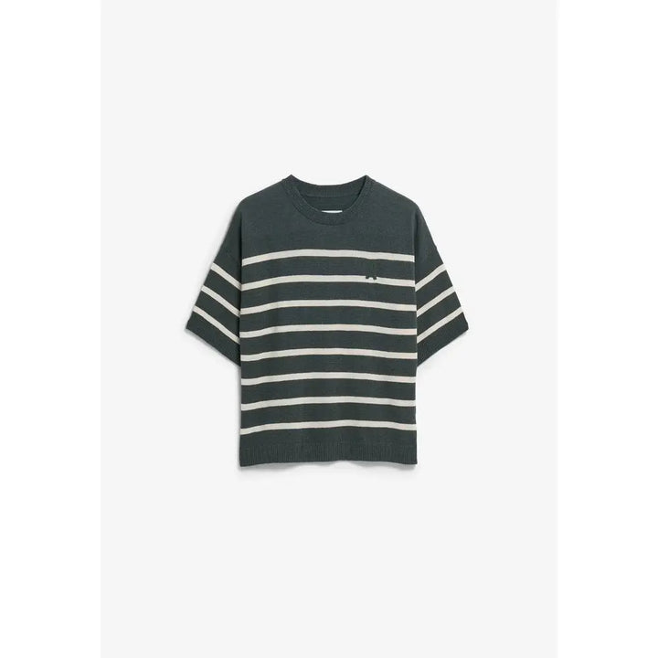 STRIPED LINEN BLEND SWEATER Leinenoberteil gestreift Oberteil