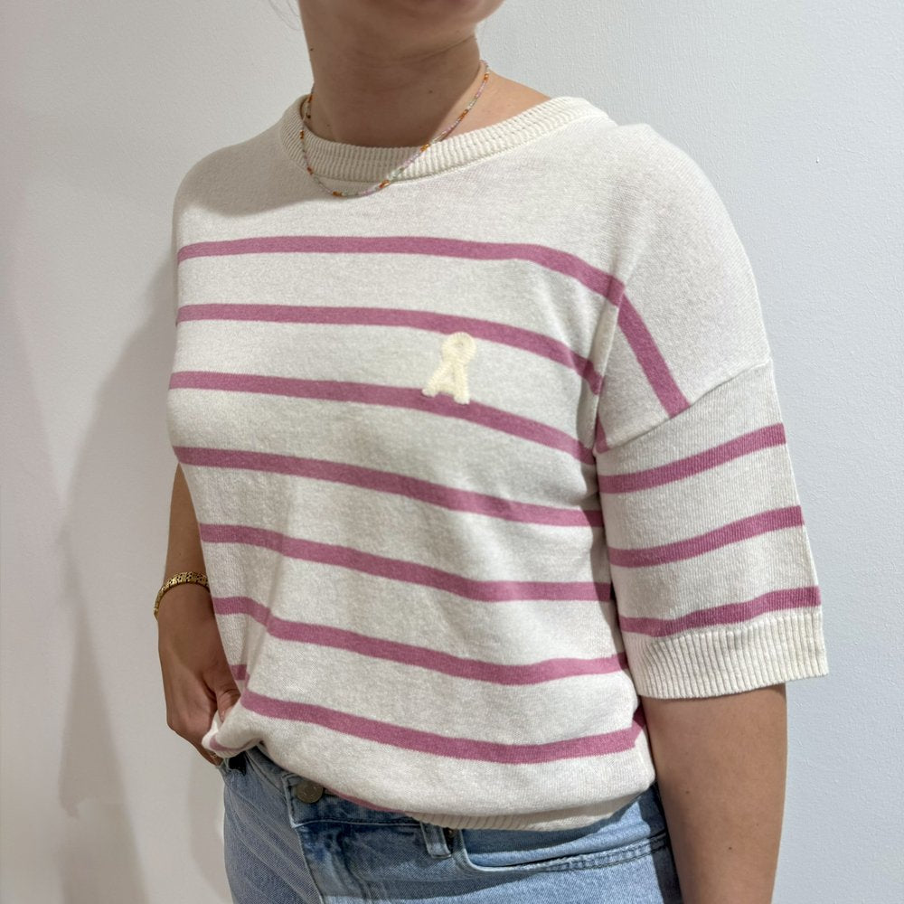 STRIPED LINEN BLEND SWEATER Leinenoberteil gestreift